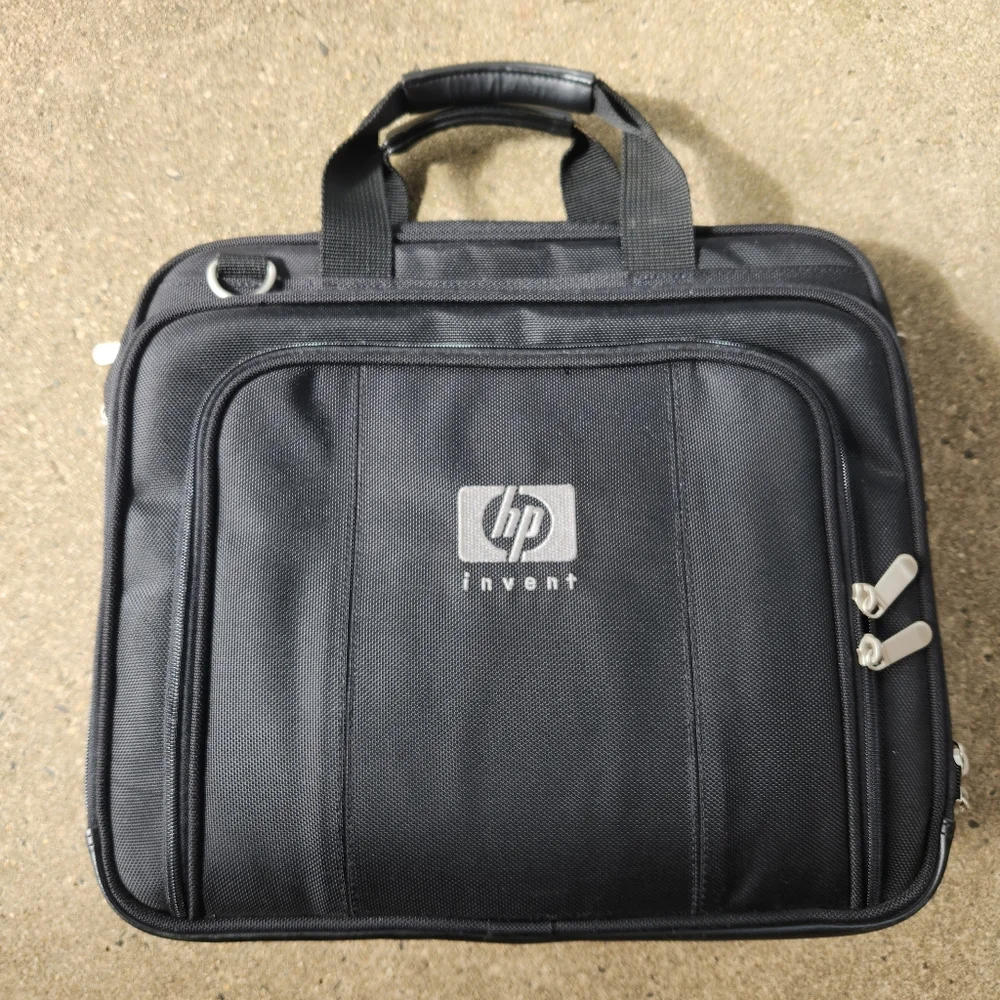 HP Invent Black Laptop Multi Pocket Briefcase Bag Work Office EUC